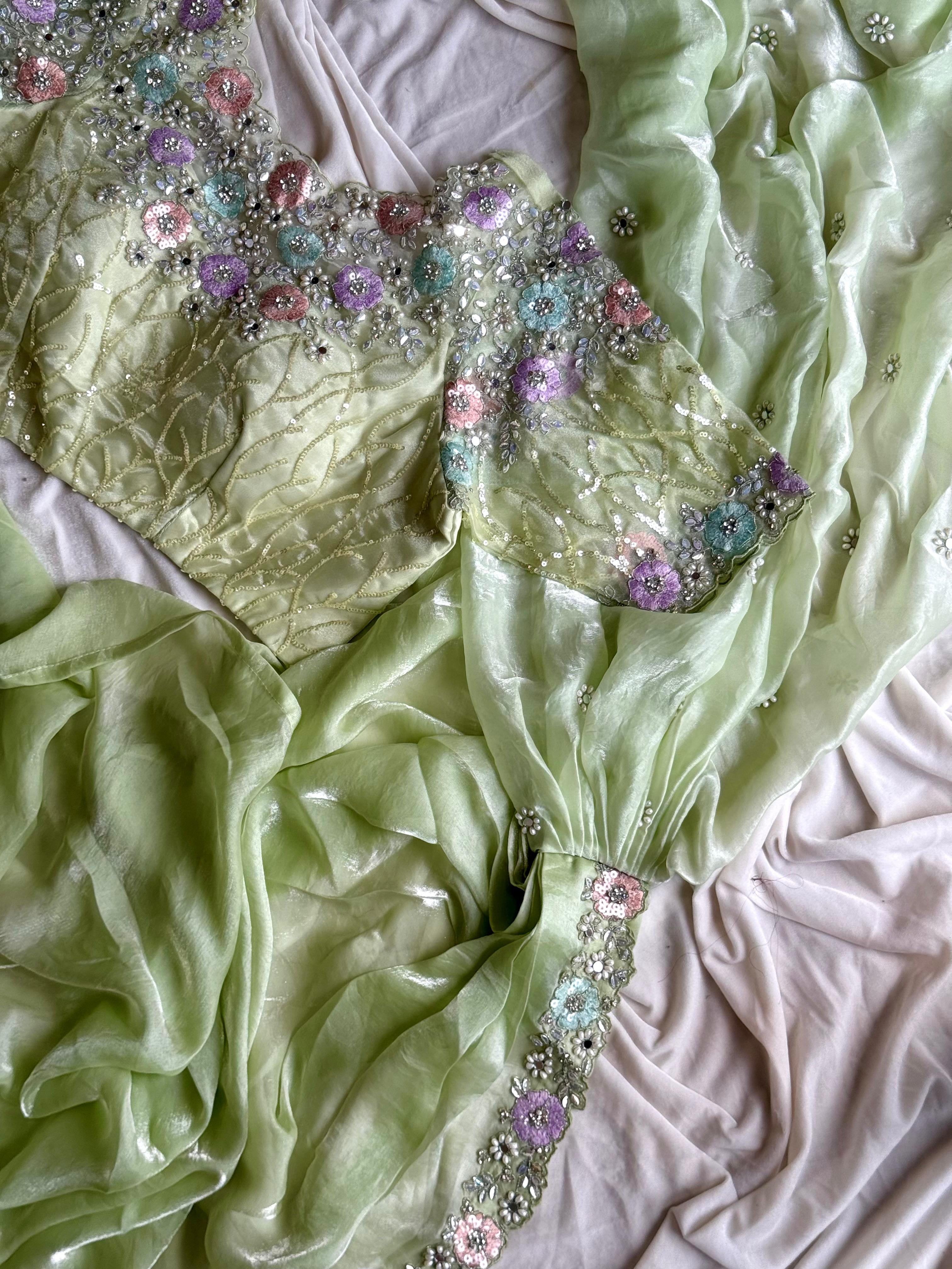 Moonlit Garden Saree(Readytowear)