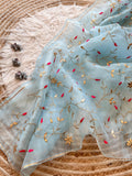 Floral Gotta Saree(Sky)