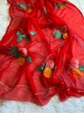 Flora Handwork Saree(Red)