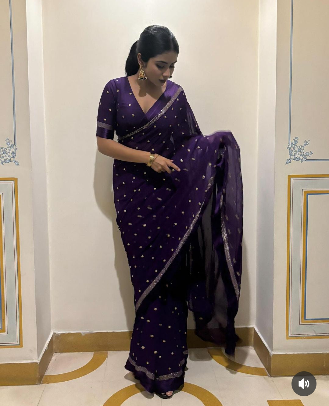 Alizee Georgette Saree(Ready-to-wear)